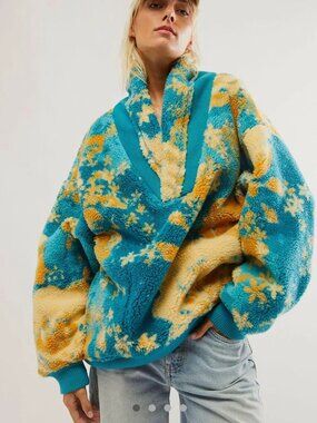 FREE PEOPLE rosie print fleece jacket (S)